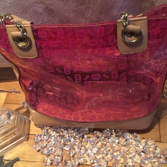 ‼️SALE‼️Clutches clear bag pink with beige strap - Picture 2 of 5